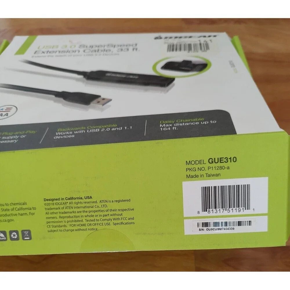 IOGear USB 3.0 SuperSpeed Extension Cable 33ft GUE310 BoostLinq